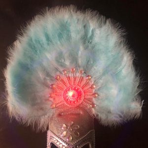 Casco COMPARSA con Plumas Luminosa (LED) Color VERDEAGUA