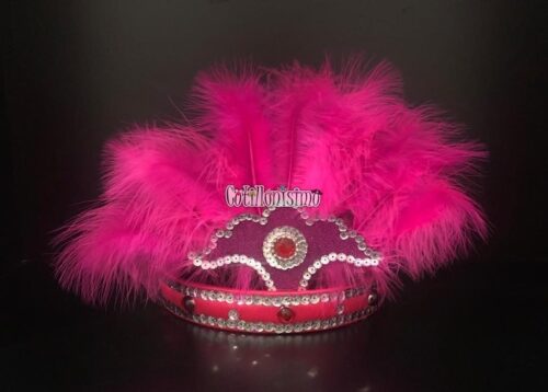 Corona Con Plumas Color FUCSIA (Chica)