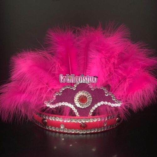 Corona Con Plumas Color FUCSIA (Chica)