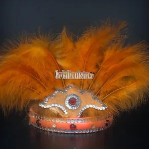Corona Con Plumas Color NARANJA (Chica)
