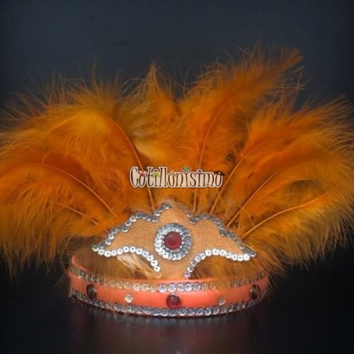 Corona Con Plumas Color NARANJA (Chica)