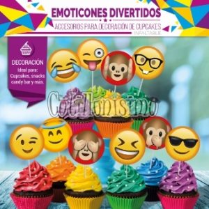 Accesorios Para Cupcakes EMOTICONES DIVERTIDOS X10