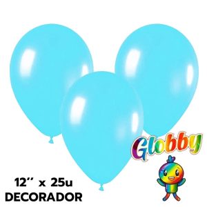 Globo Globby Liso Pastel 12 Pulgadas Azul Mora x25u