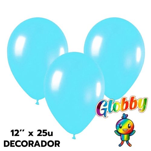Globo Globby Liso Pastel 12 Pulgadas Azul Mora x25u