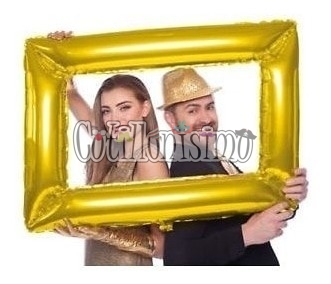 Globo Inflable Marco de CUADRO SELFIE DORADO Aire o Helio