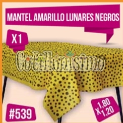 Mantel Rectangular Lunares Negros Fondo Color AMARILLO