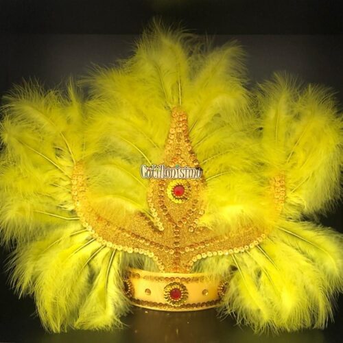 Corona Con Plumas Vincha Marabu Color AMARILLO (Grande)