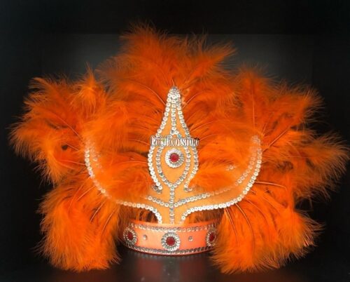 Corona Con Plumas Vincha Marabu Color NARANJA (Grande)