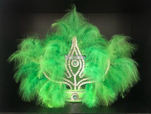 Corona Con Plumas Vincha Marabu Color VERDE (Grande)