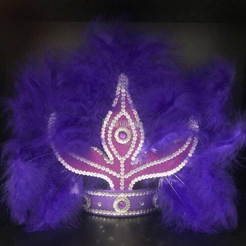 Corona Con Plumas Vincha Marabu Color VIOLETA (Grande)