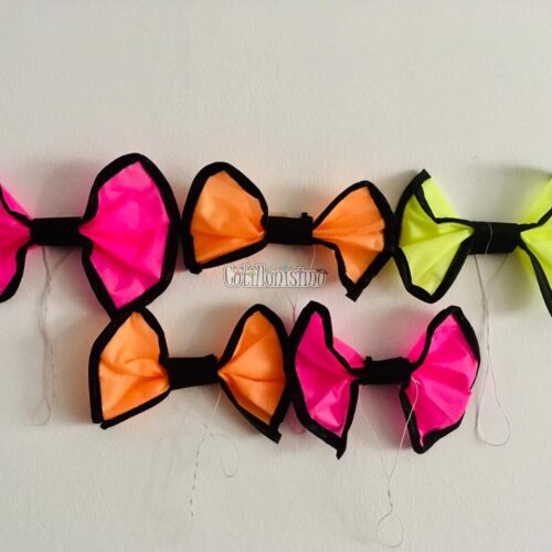 Moño Fluo Con Borde Negro X5 (Friselina)
