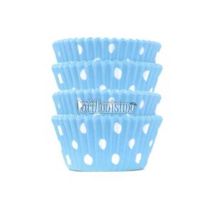Pirotines Cupcakes Nº10 - Celeste Lunares Blanco x25 U