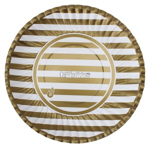 Plato Polipapel Rayado Dorado X8 Unidades