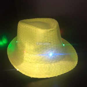 Sombrero Lentejuela Color AMARILLO (LED BLANCO)