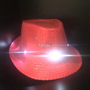 Sombrero Lentejuela Color FUCSIA (LED BLANCO) - Imagen 2