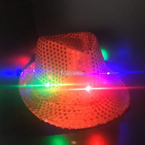 Sombrero Lentejuela Color ROJO (LED MULTICOLOR) - Imagen 2