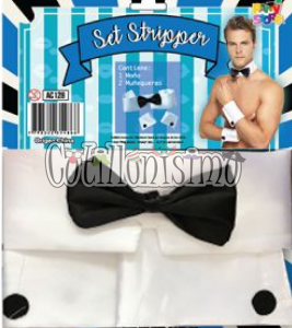 Set Stripper Blanco y Negro (Cuello - Pulseras)