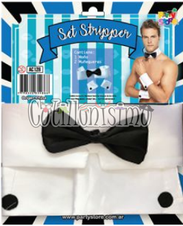 Set Stripper Blanco y Negro (Cuello - Pulseras)