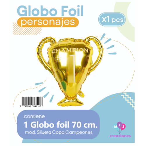 Globo Copa de Campeones 80cm (Silueta) Apto Aire