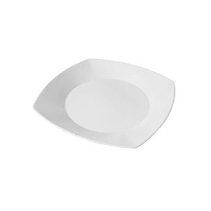 Plato Cuadrado Plastico para Postre 17cm Blanco x10 U