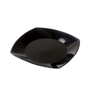 Plato Cuadrado Plastico para Postre 17cm Negro x10 U