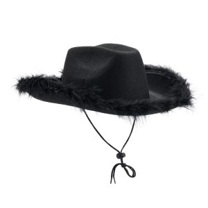 Sombrero Vaquera Negro con Plumas