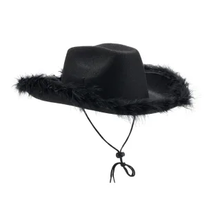 Sombrero Vaquera Negro con Plumas