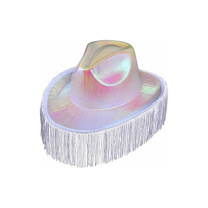 Sombrero Vaquera Tornasol con Flecos Blanco