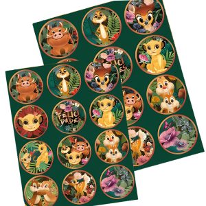 Stickers Autoadhesivos Animales de la Selva Disney x24 Unidades Licencia Oficial
