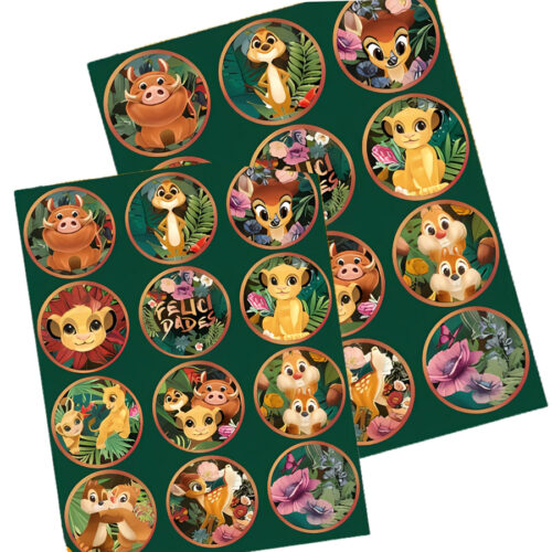 Stickers Autoadhesivos Animales de la Selva Disney x24 Unidades Licencia Oficial