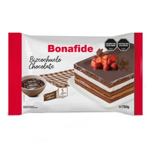 Bizcochuelo RECTANGULAR BONAFIDE 3 Capas Sabor Chocolate x750 Grs