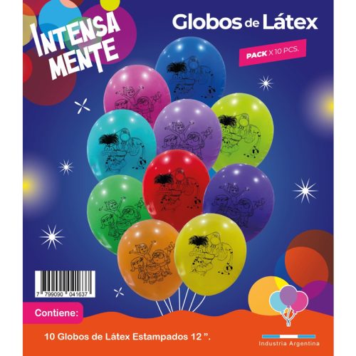 Globos Intensamente 12 Pulgadas X10 Unidades