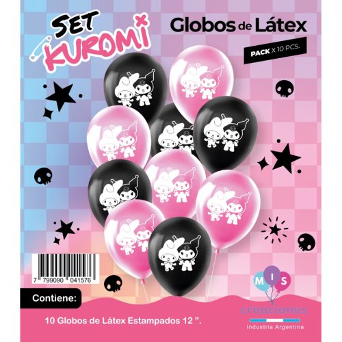 Globos Kuromi 12 Pulgadas X10 Unidades