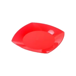 Plato Cuadrado Plastico para Postre 17cm ROJO x10 U