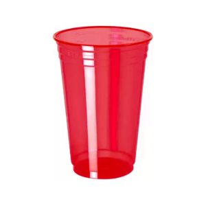 Vaso Plastico Neon 300ml Color Rojo x25u