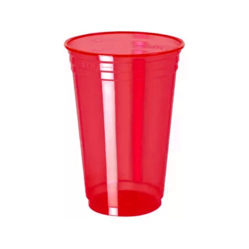 Vaso Plastico Neon 300ml Color Rojo x25u