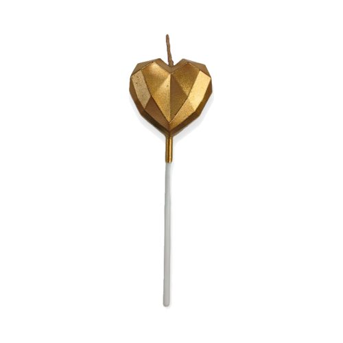 Vela Corazon Facetado Champagne 10 cm