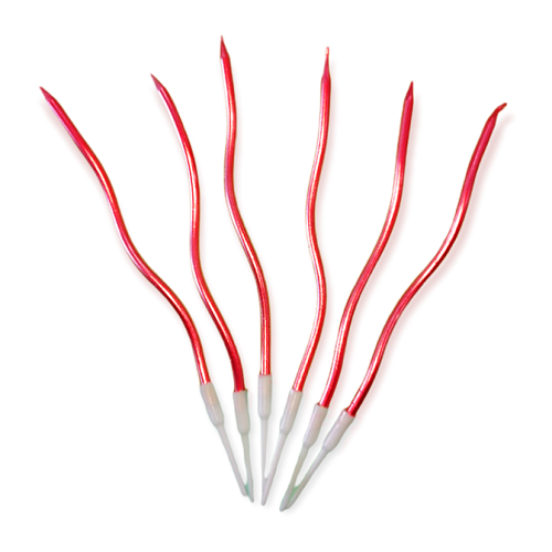 Vela Metalizada con Ondas x6u Color Rojo 15cm