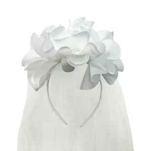 Vincha Velo de Novia con Flores Grandes Blancas