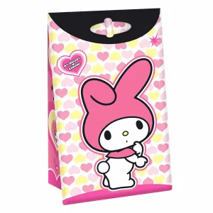 Bolsas de Carton KUROMI Y MELODY con Fuelle y Glitter x8 Unidades