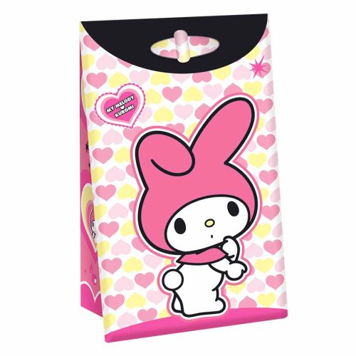Bolsas de Carton KUROMI Y MELODY con Fuelle y Glitter x8 Unidades