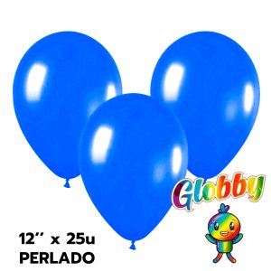 Globo Globby Liso Metalizado Perlado 12 Pulgadas Azul x25u