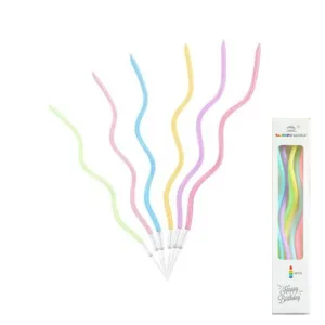 Vela Metalizada con Ondas x6u Multicolor Pastel 15cm
