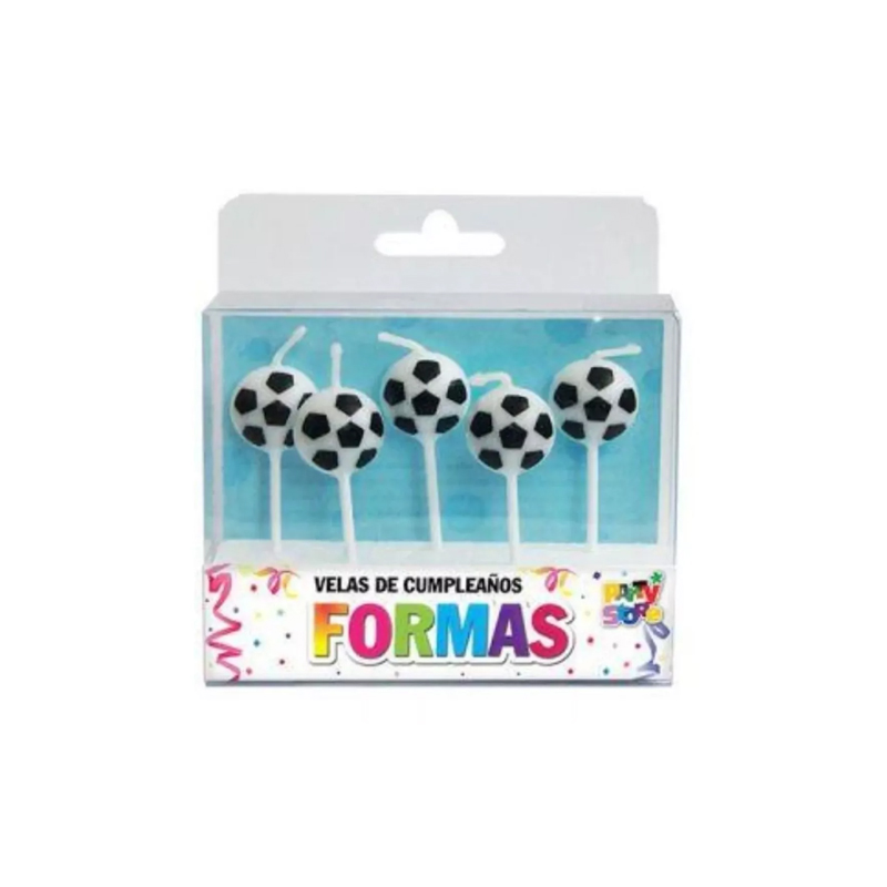 Velas Formas Set Pelotas de Futbol x5 Unidades