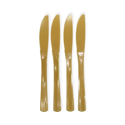 CUCHILLO DESCARTABLE REFORZADO DORADO 19cm X10 Unidades