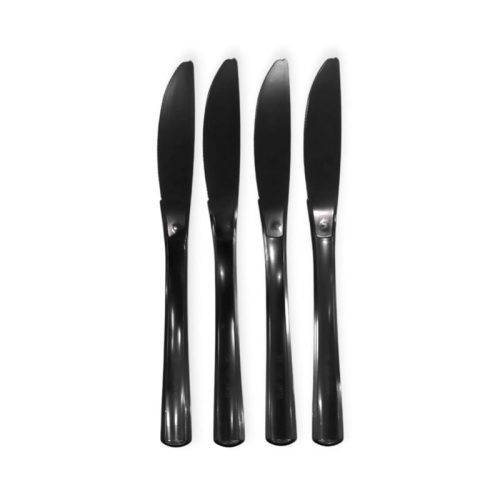 CUCHILLO DESCARTABLE REFORZADO NEGRO 19cm X10 Unidades