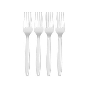 TENEDOR DESCARTABLE REFORZADO BLANCO 19cm X10 Unidades