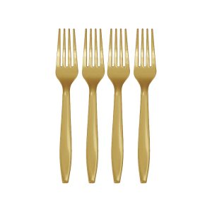 TENEDOR DESCARTABLE REFORZADO DORADO 19cm X10 Unidades