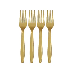TENEDOR DESCARTABLE REFORZADO DORADO 19cm X10 Unidades