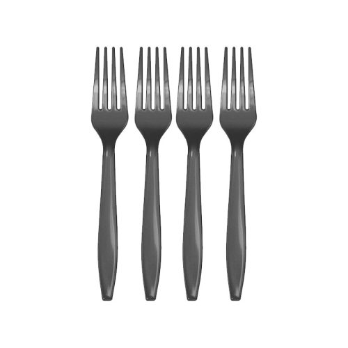 TENEDOR DESCARTABLE REFORZADO NEGRO 19cm X10 Unidades